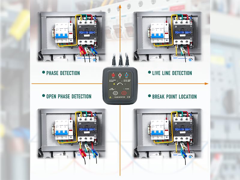 ETCR1000D Non-Contact Phase Sequence Tester, Phase Rotation Meter, AC 70-1000V, Wire Diameter 0.4-1.6 inch - Image 4